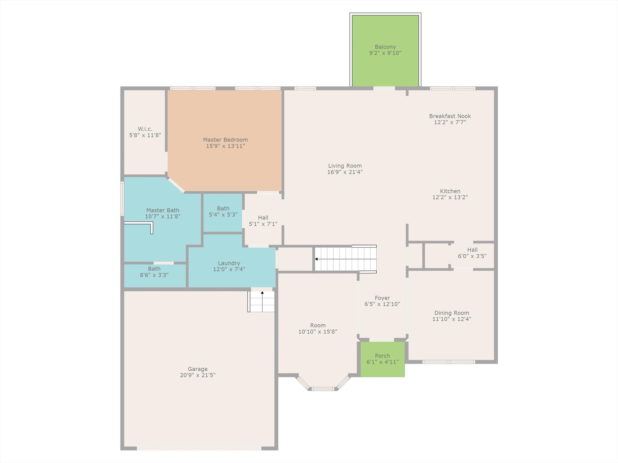 Main level floor plan of 631 Silva Lane