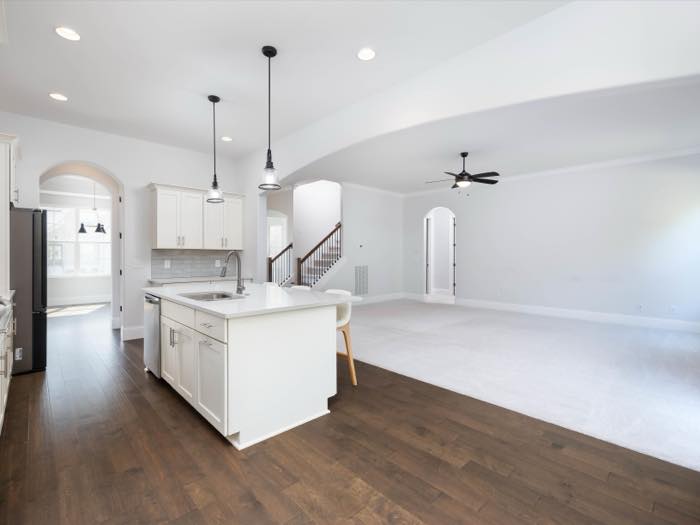 Kitchen and living room share one room